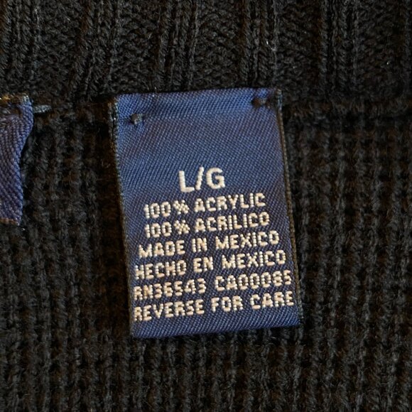 Vintage Van Heusen Mens Argyle Cardigan Sz L Black Button Academia Grandpa - Picture 9 of 11